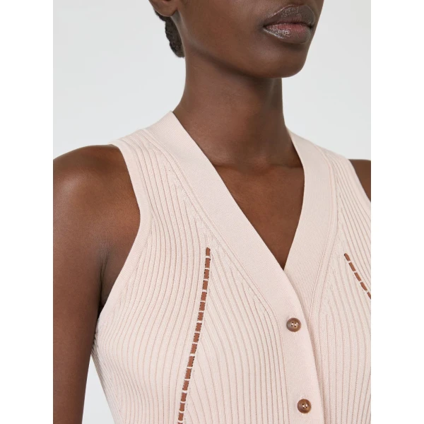 Max Mara Fiorire Cotton and Viscose Gilet in Pink | Sweaters | Coveti