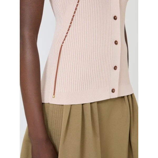 Max Mara Fiorire Cotton and Viscose Gilet in Pink | Sweaters | Coveti