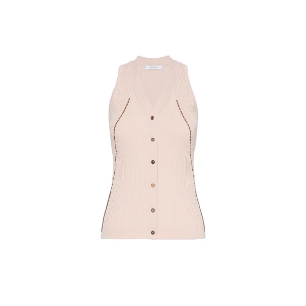 Fiorire Cotton and Viscose Gilet in Pink