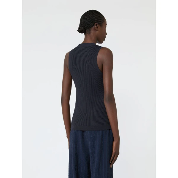 Max Mara Fiorire Cotton and Viscose Gilet in Ultramarine | Sweaters | Coveti
