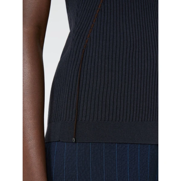 Max Mara Fiorire Cotton and Viscose Gilet in Ultramarine | Sweaters | Coveti