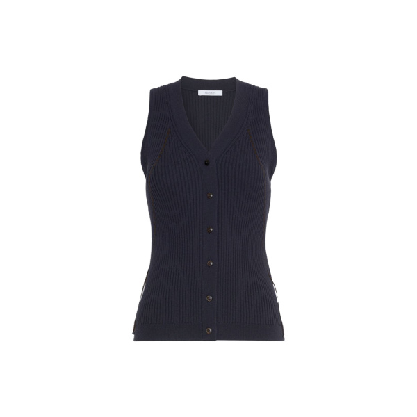 Max Mara Fiorire Cotton and Viscose Gilet in Ultramarine | Sweaters | Coveti