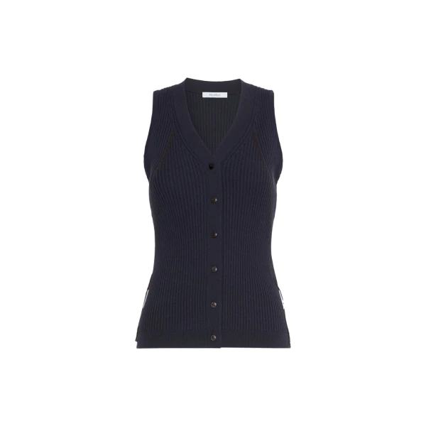 Fiorire Cotton and Viscose Gilet in Ultramarine