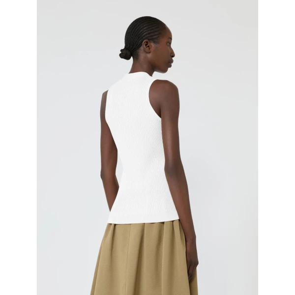 Max Mara Fiorire Cotton and Viscose Gilet in White | Sweaters | Coveti