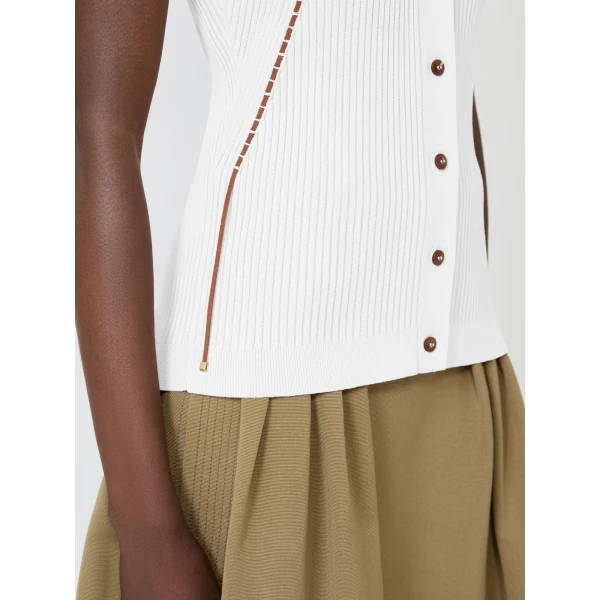 Max Mara Fiorire Cotton and Viscose Gilet in White | Sweaters | Coveti