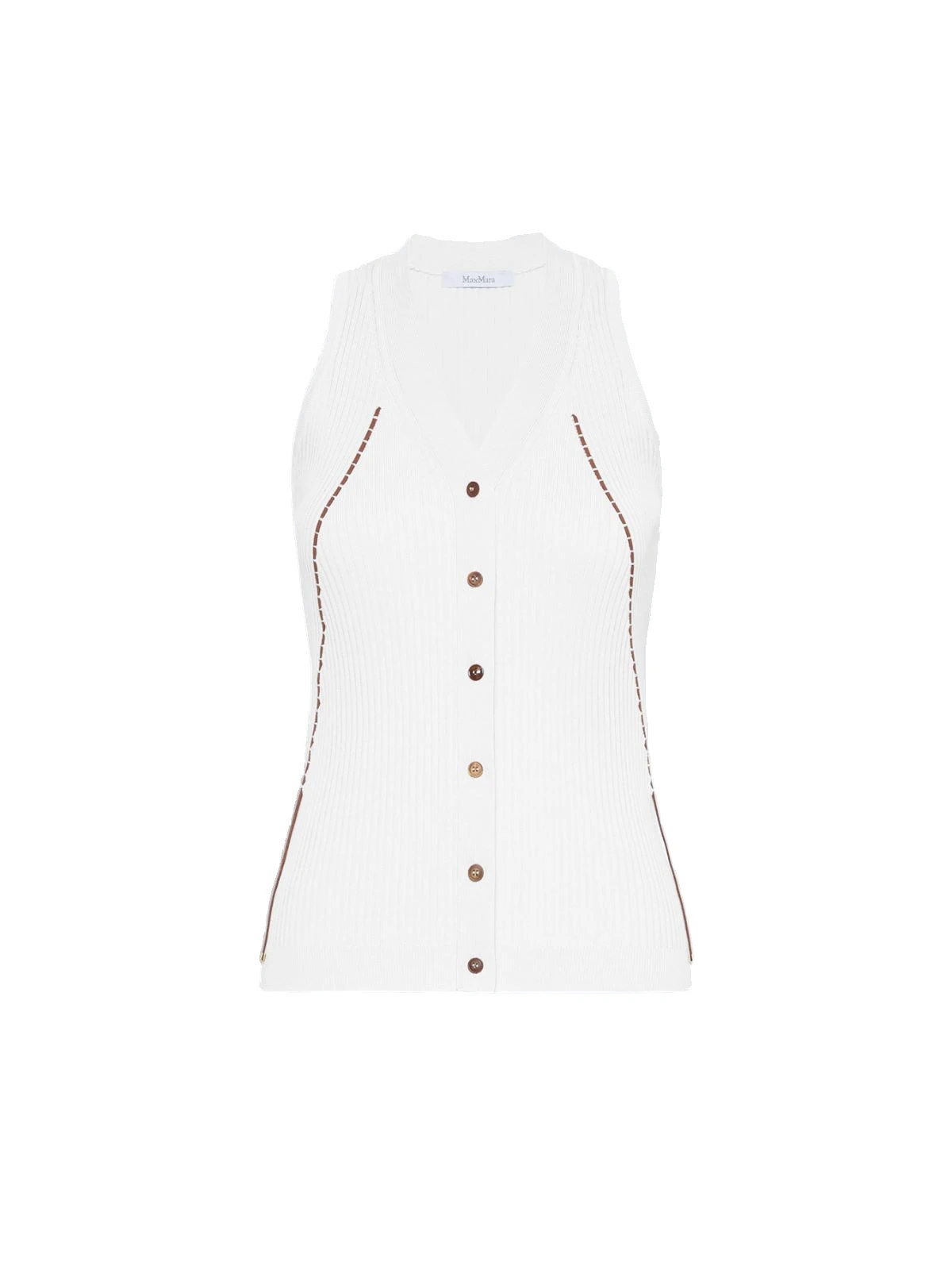 Max Mara Fiorire Cotton and Viscose Gilet in White Max Mara Fiorire Cotton and Viscose Gilet in White | Sweaters | Coveti
