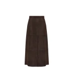 Max Mara Fiorire Flared Suede Skirt in Brown | Leather Skirts | Coveti