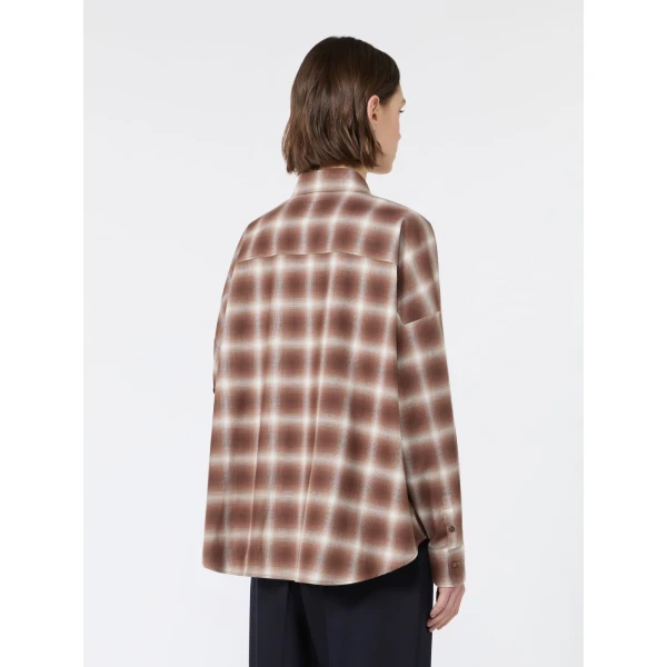Max Mara Fiorito Check Cotton Flannel Shirt in Brown | Shirts | Coveti
