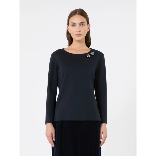 Max Mara Fiorito Cotton Jersey T-Shirt in Ultramarine | T-shirts | Coveti
