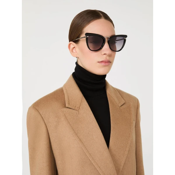 Max Mara Fischio Acetate Butterfly Glasses in Black | Sunglasses | Coveti