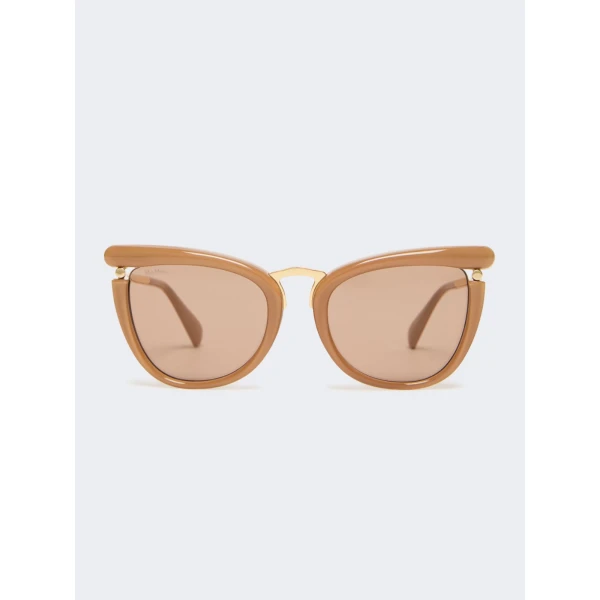 Max Mara Fischio Acetate Butterfly Glasses in Camel | Sunglasses | Coveti