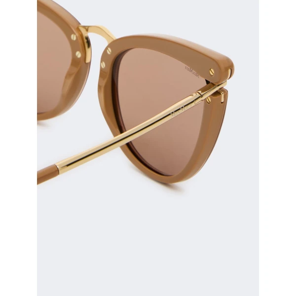 Max Mara Fischio Acetate Butterfly Glasses in Camel | Sunglasses | Coveti