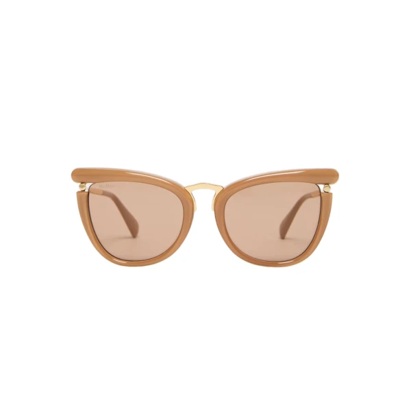 Max Mara Fischio Acetate Butterfly Glasses in Camel | Sunglasses | Coveti