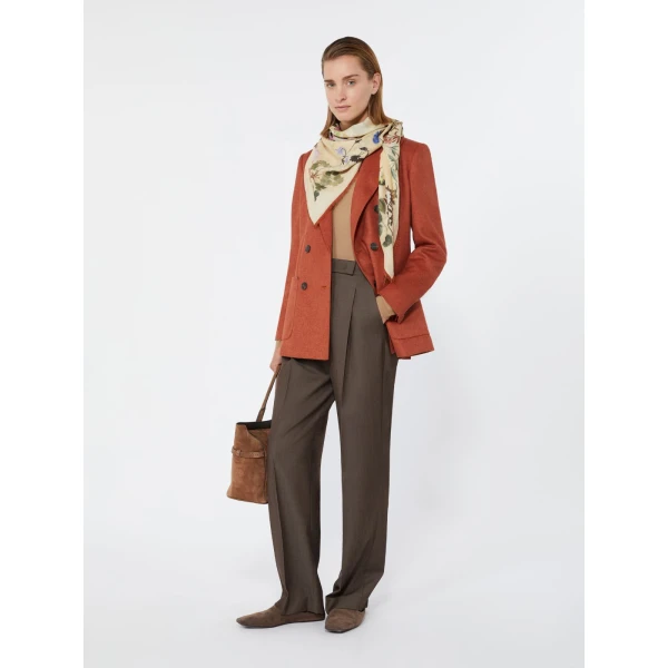 Max Mara Flash Double-Breasted Silk and Cashmere Blazer in Brick Red | Blazers | Coveti