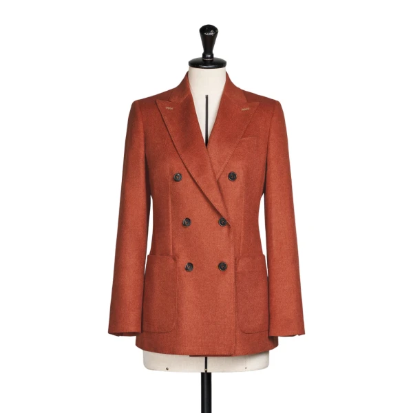 Max Mara Flash Double-Breasted Silk and Cashmere Blazer in Brick Red | Blazers | Coveti