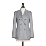 Max Mara Flash Double-Breasted Silk and Cashmere Blazer in Light Grey | Blazers | Coveti