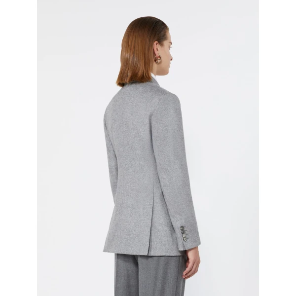 Max Mara Flash Double-Breasted Silk and Cashmere Blazer in Light Grey | Blazers | Coveti