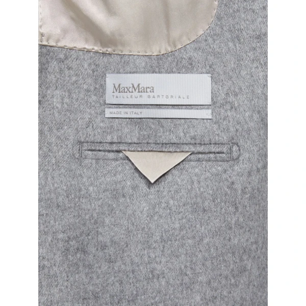 Max Mara Flash Double-Breasted Silk and Cashmere Blazer in Light Grey | Blazers | Coveti