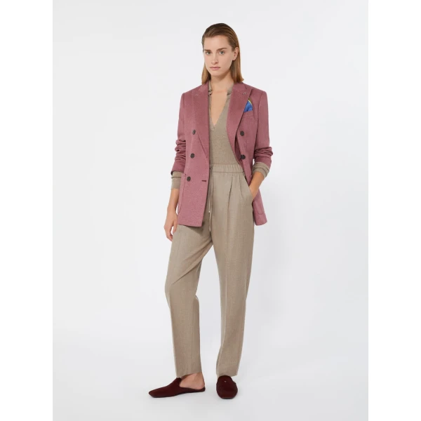 Max Mara Flash Double-Breasted Silk and Cashmere Blazer in Pink | Blazers | Coveti
