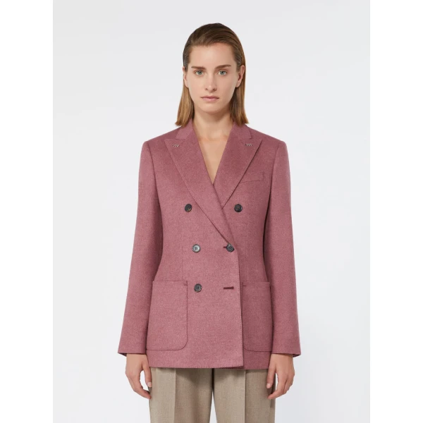 Max Mara Flash Double-Breasted Silk and Cashmere Blazer in Pink | Blazers | Coveti