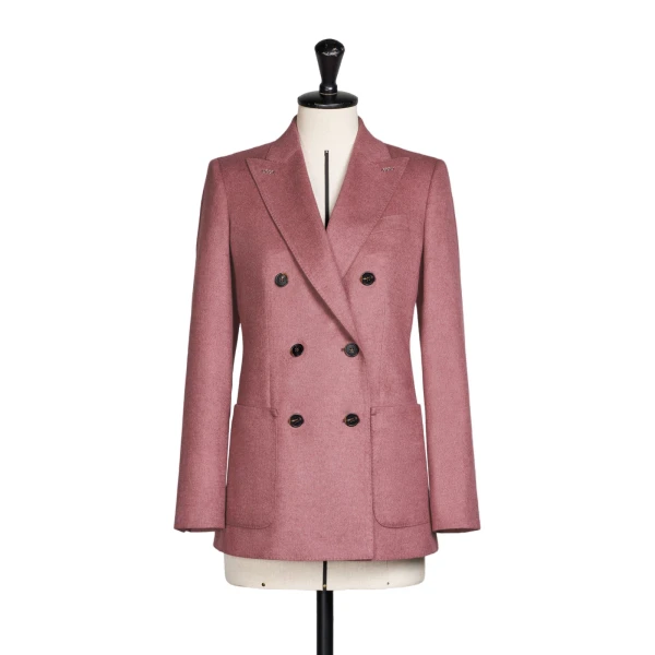 Flash Double-Breasted Silk and Cashmere Blazer in Pink