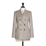 Max Mara Flash Double-Breasted Silk and Cashmere Blazer in Sand | Blazers | Coveti