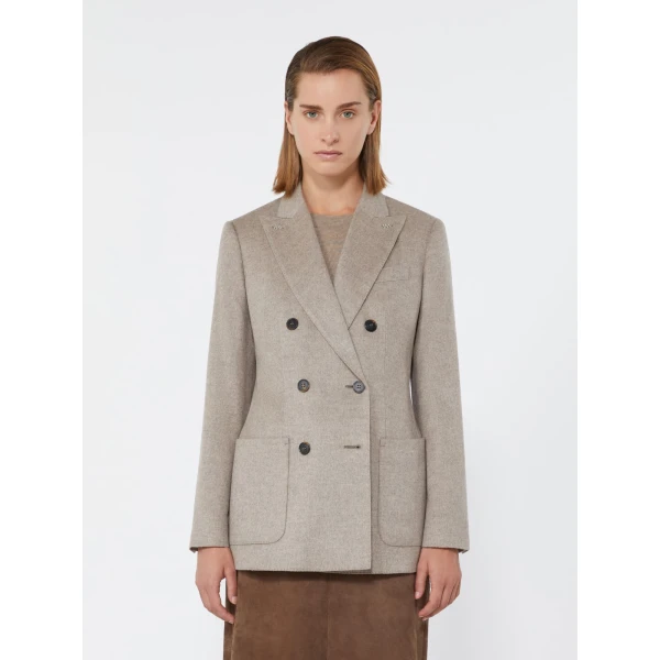 Max Mara Flash Double-Breasted Silk and Cashmere Blazer in Sand | Blazers | Coveti