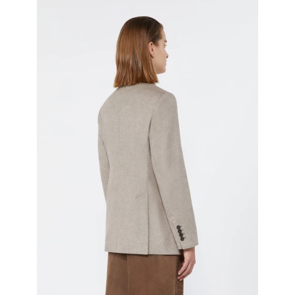 Max Mara Flash Double-Breasted Silk and Cashmere Blazer in Sand | Blazers | Coveti