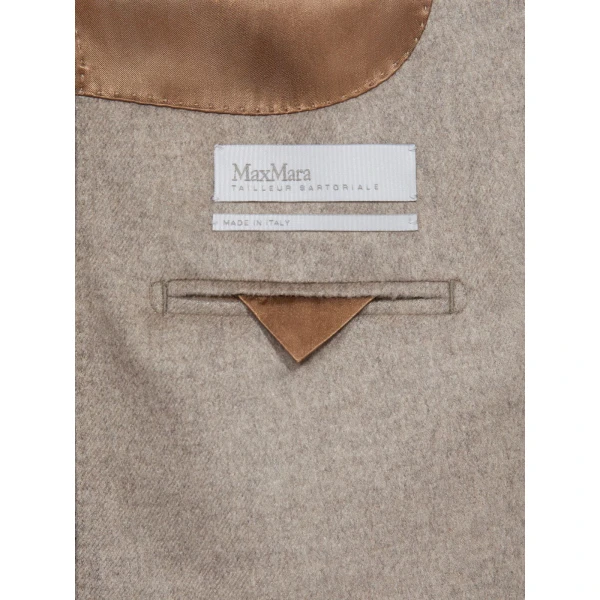 Max Mara Flash Double-Breasted Silk and Cashmere Blazer in Sand | Blazers | Coveti