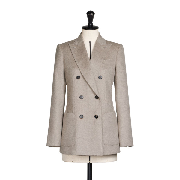 Max Mara Flash Double-Breasted Silk and Cashmere Blazer in Sand | Blazers | Coveti