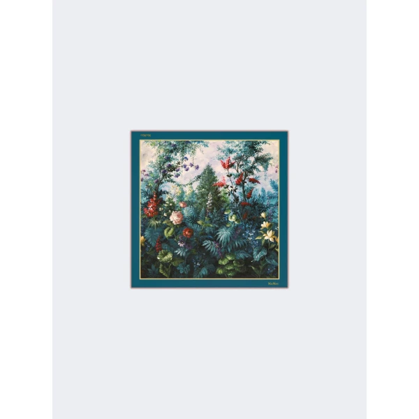 Max Mara Flipper Printed Silk Foulard in Green | Scarves | Coveti
