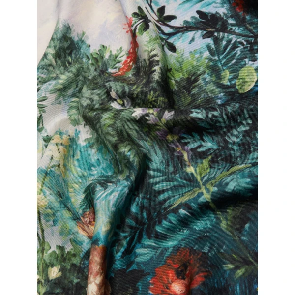 Max Mara Flipper Printed Silk Foulard in Green | Scarves | Coveti