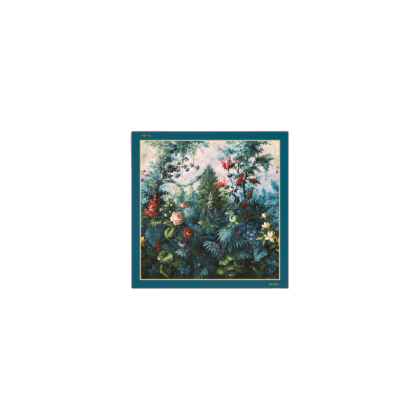 Max Mara Flipper Printed Silk Foulard in Green | Scarves | Coveti