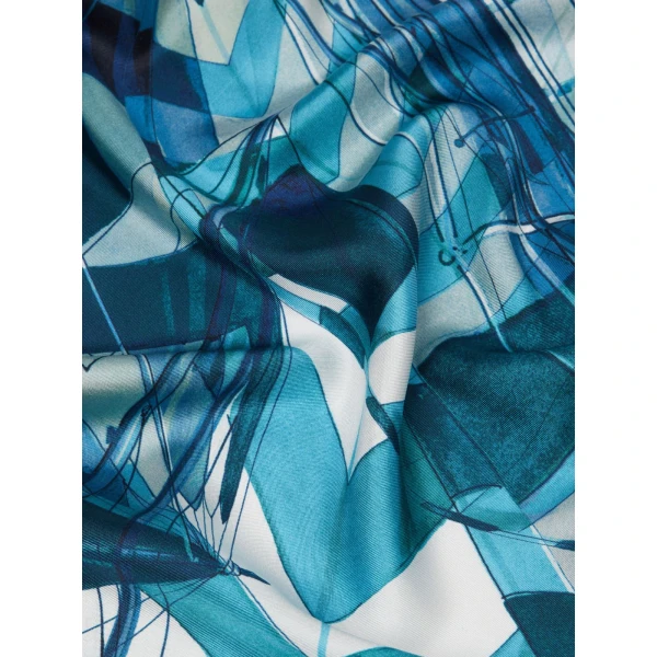 Max Mara Flipper Printed Silk Foulard in Sky Blue | Scarves | Coveti