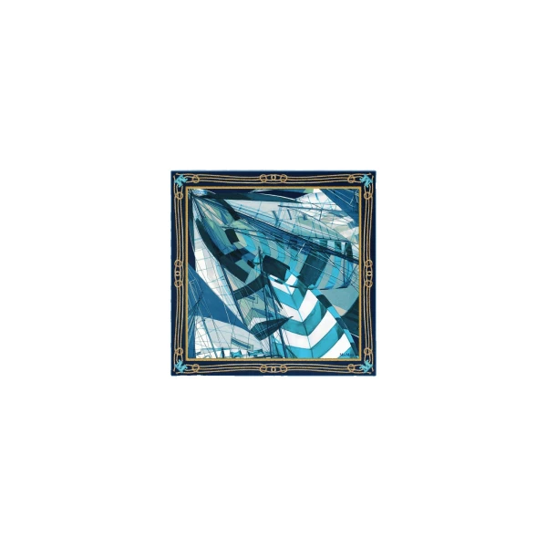 Max Mara Flipper Printed Silk Foulard in Sky Blue | Scarves | Coveti
