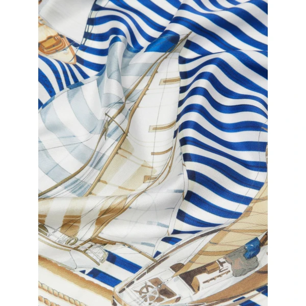 Max Mara Flipper Printed Silk Foulard in Ultramarine | Scarves | Coveti
