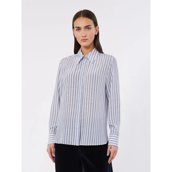 Max Mara Flirt Printed Silk Shirt in Light Blue | Shirts | Coveti