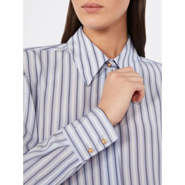 Max Mara Flirt Printed Silk Shirt in Light Blue | Shirts | Coveti