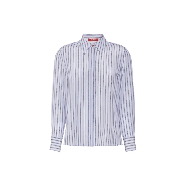 Max Mara Flirt Printed Silk Shirt in Light Blue | Shirts | Coveti
