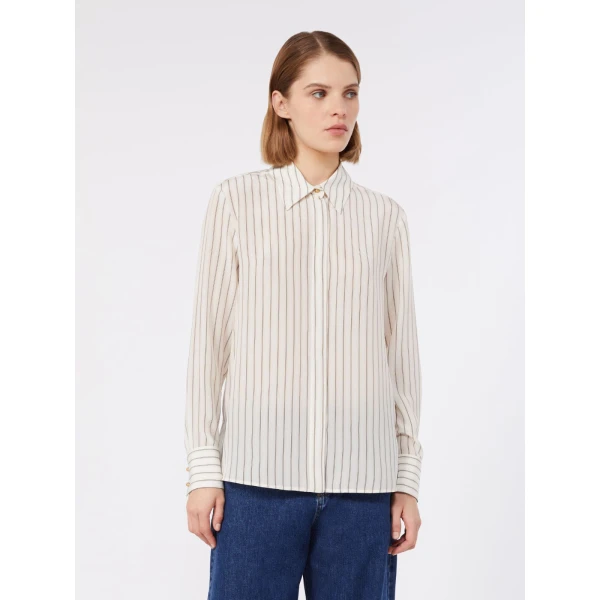 Max Mara Flirt Printed Silk Shirt in Natural | Shirts | Coveti
