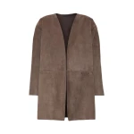 Max Mara Flirt Suede Overcoat in Mud | Leather Coats | Coveti