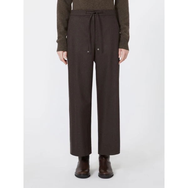Max Mara Floria Stretch Wool Joggers in Brown | Sweatpants | Coveti