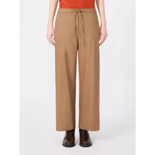 Max Mara Floria Stretch Wool Joggers in Camel | Sweatpants | Coveti