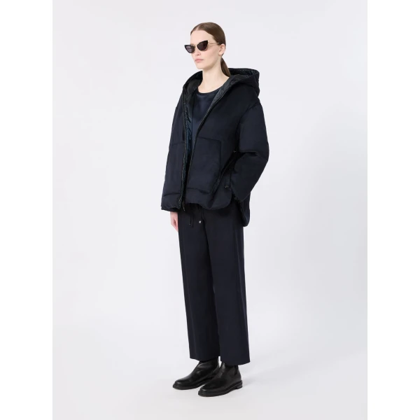 Max Mara Floria Stretch Wool Joggers in Midnight Blue | Sweatpants | Coveti