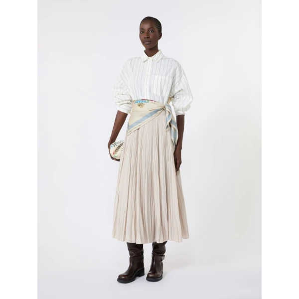 Max Mara Foggia Plisse Pleated Skirt in Ivory | Pleated Skirts | Coveti