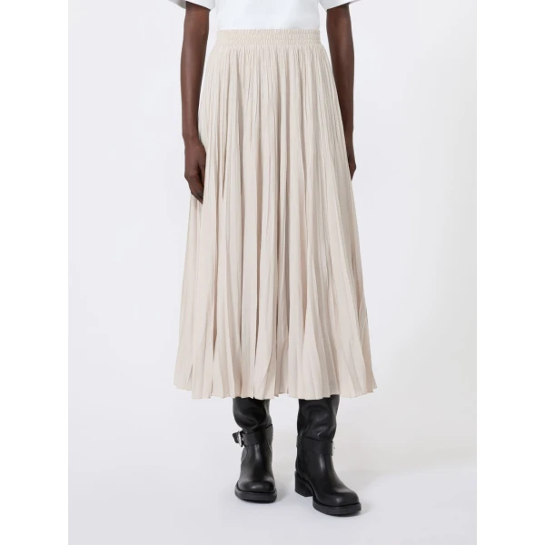 Max Mara Foggia Plisse Pleated Skirt in Ivory | Pleated Skirts | Coveti