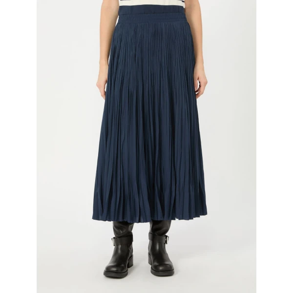 Max Mara Foggia Plisse Pleated Skirt in Navy | Pleated Skirts | Coveti