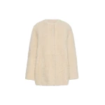 Max Mara Foglia Sheepskin Cocoon Coat in Albino White | Fur Coats | Coveti