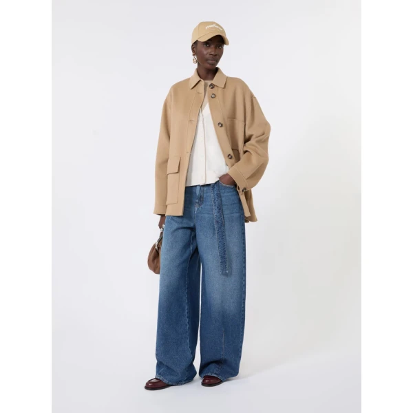 Max Mara Folk Double Wool Shirt Jacket in Camel | Jackets | Coveti