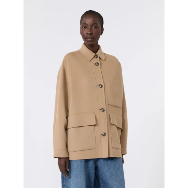Max Mara Folk Double Wool Shirt Jacket in Camel | Jackets | Coveti